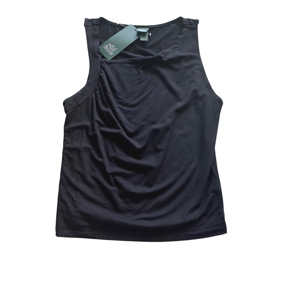 Wild Fable Womens Black Sleeveless Draped‎ Front Tank Top NWT